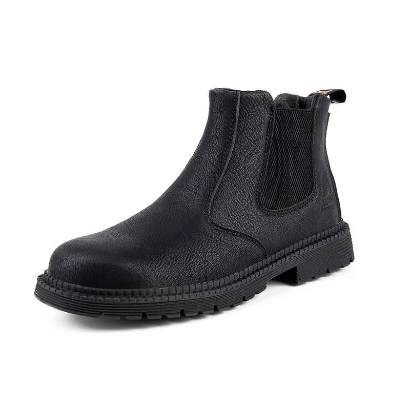 Full shot of men's sturdy steel toe Chelsea boots, designed for ultimate safety and comfort