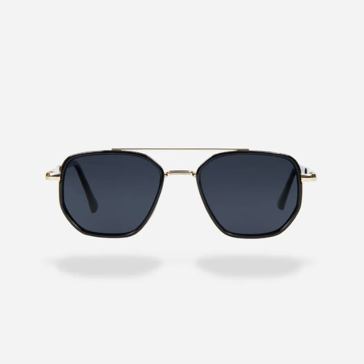 Side view of men's polarized urban sunglasses, showcasing durable metal frame and classic design for eye protection