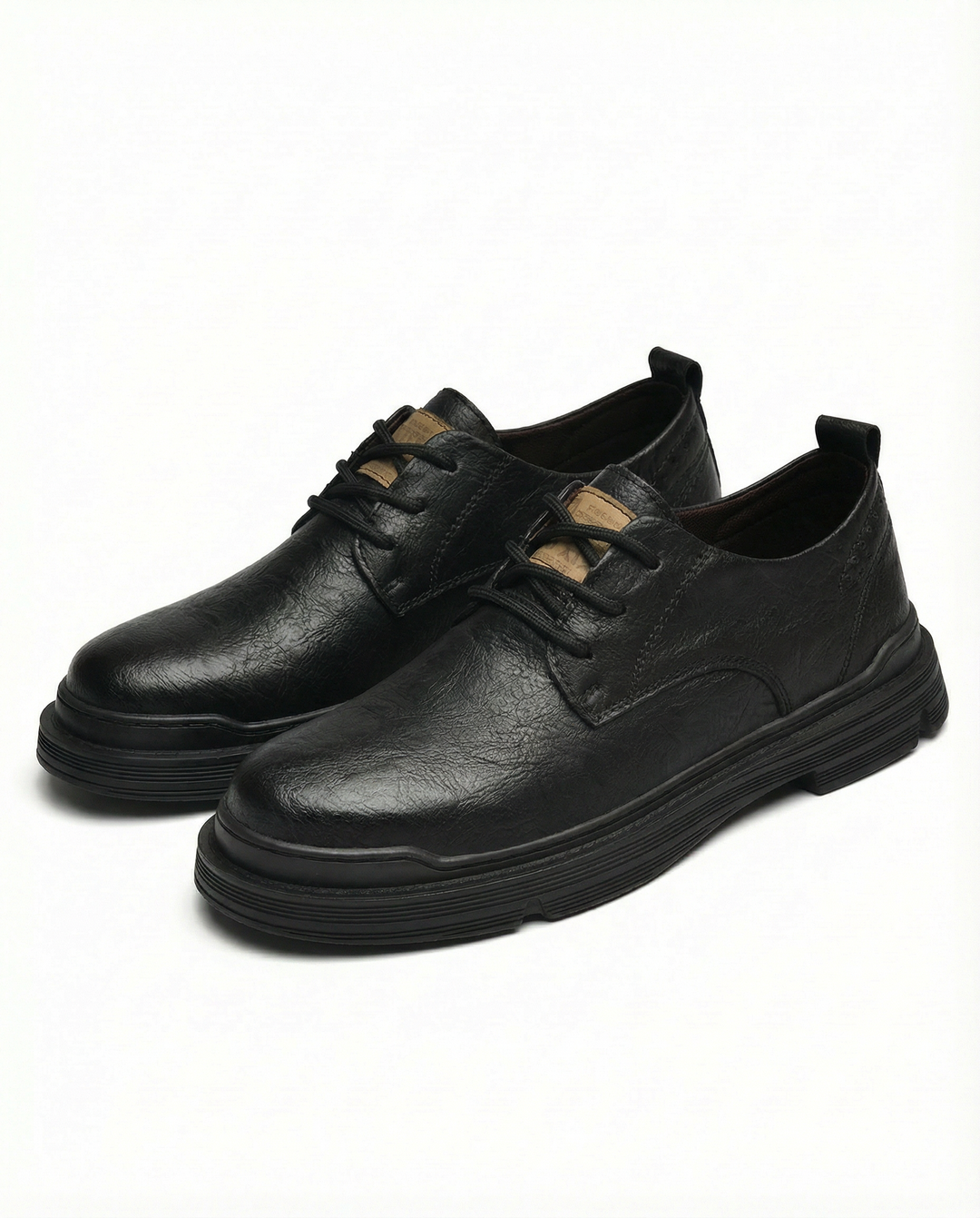 Men's durable dark brown leather derby shoes, perfect for work, keeping feet comfortable