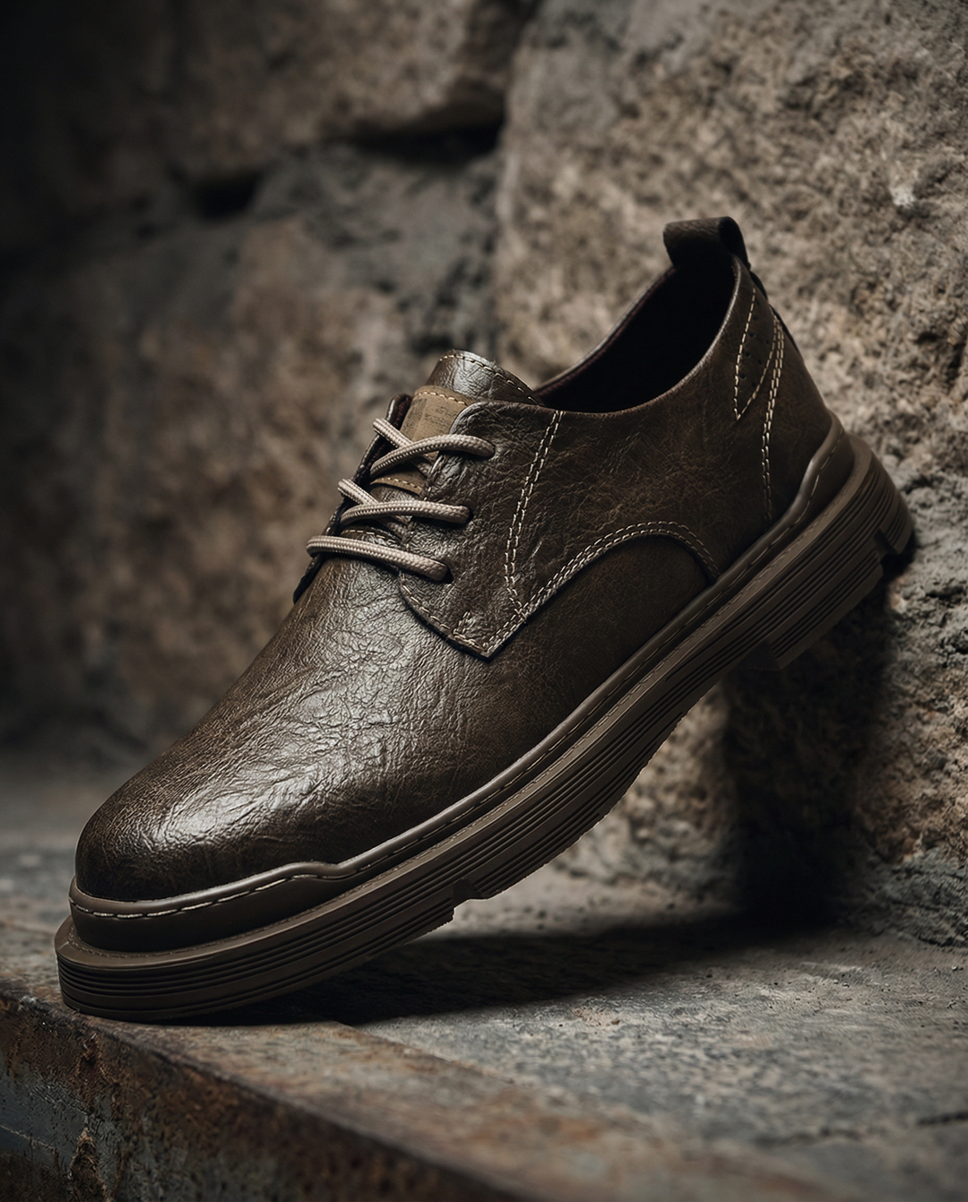 Men's sturdy leather derby shoes in a classic black finish, essential for any wardrobe