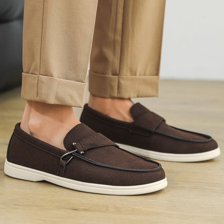Men's slip-on loafers in a lifestyle setting, highlighting their versatile and casual appeal