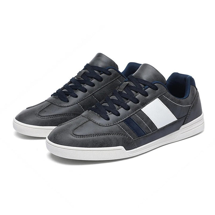 Men's casual brown sneakers from above, emphasizing the comfortable design and distressed finish.