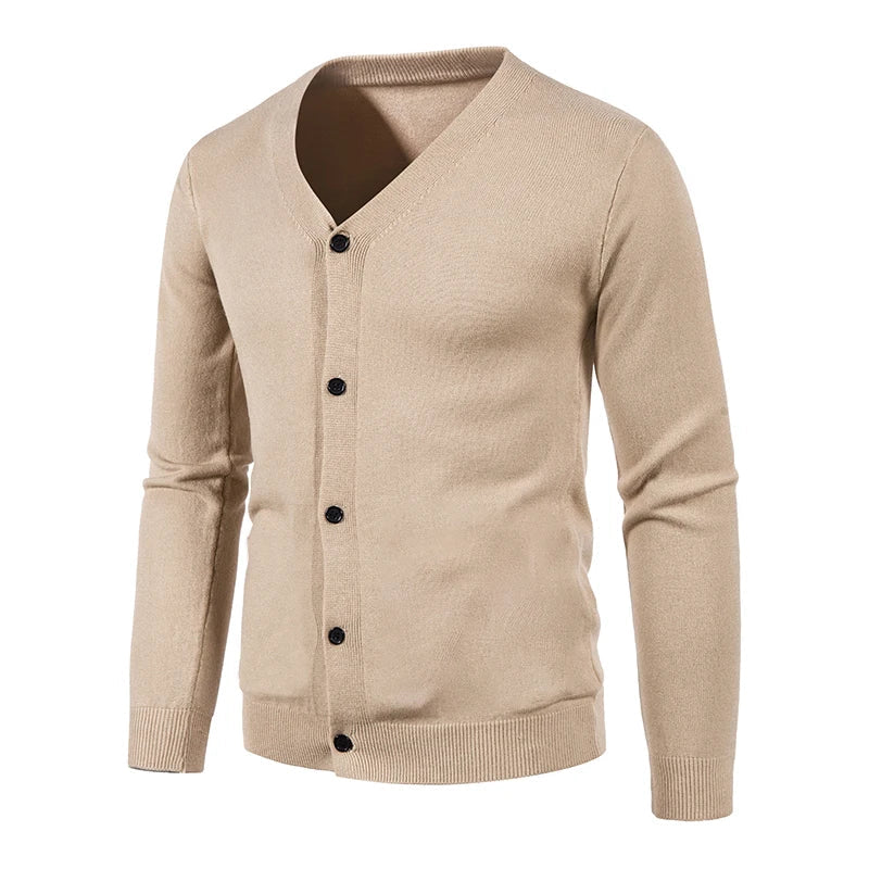 Warm men's V-neck knit sweater, ideal for winter fashion and comfortable daily wear.