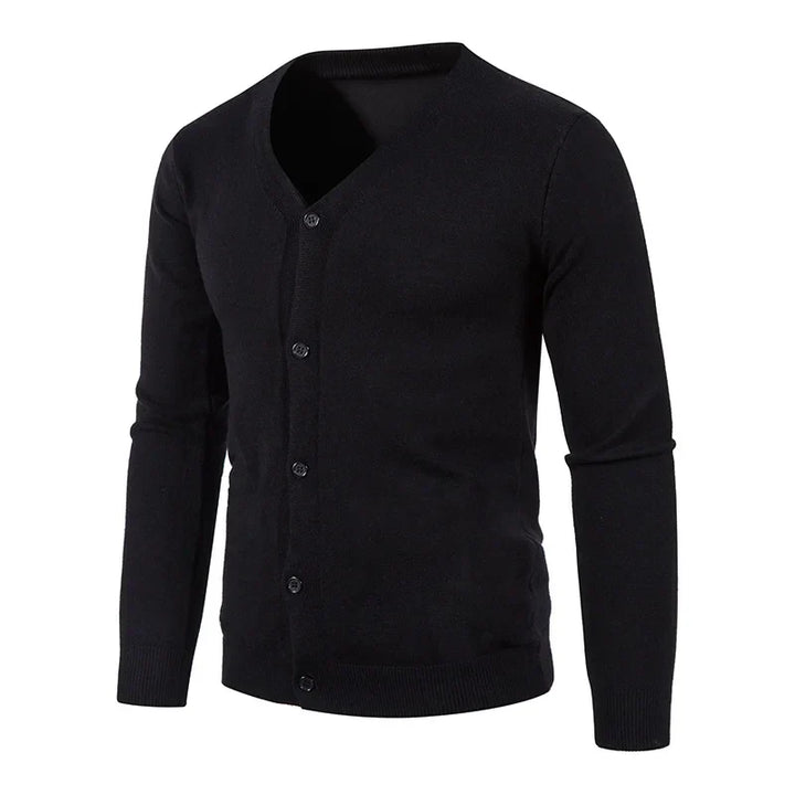 Folded men's V-neck knit sweater, ready for casual wear or as a layered outfit essential.