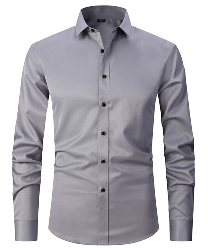 Stylish men's blue button-up shirt with a collar and single pocket, ideal for office or casual outings.