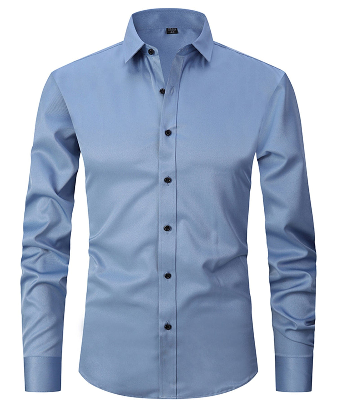 Men's versatile black collared button-up shirt with a front pocket, suitable for work or daily wear.
