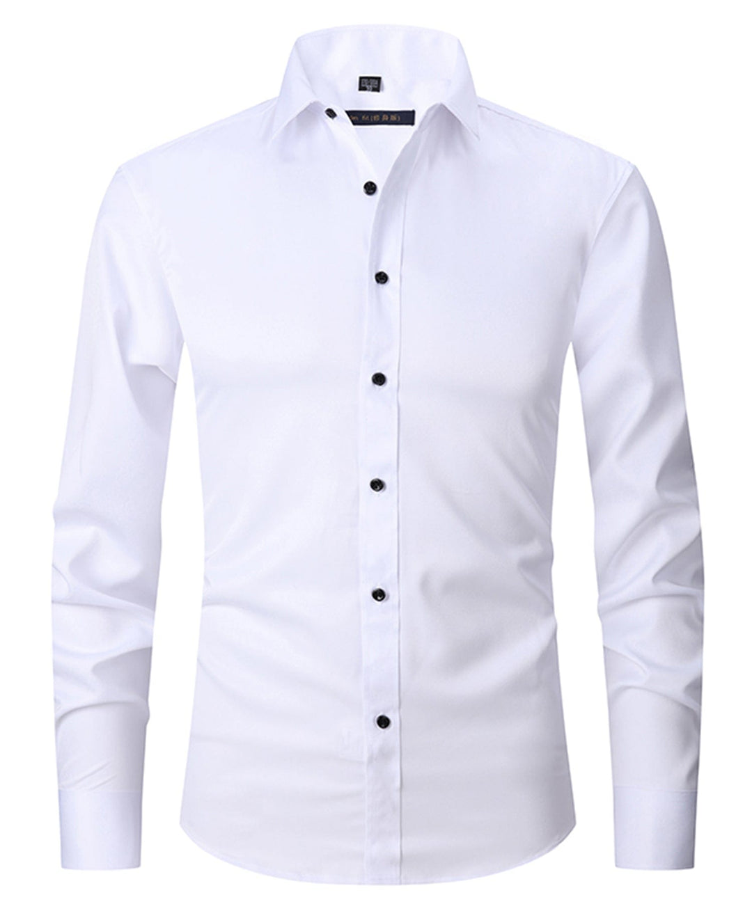 Stack of folded men's everyday button-up shirts in various colors, each with a functional pocket.
