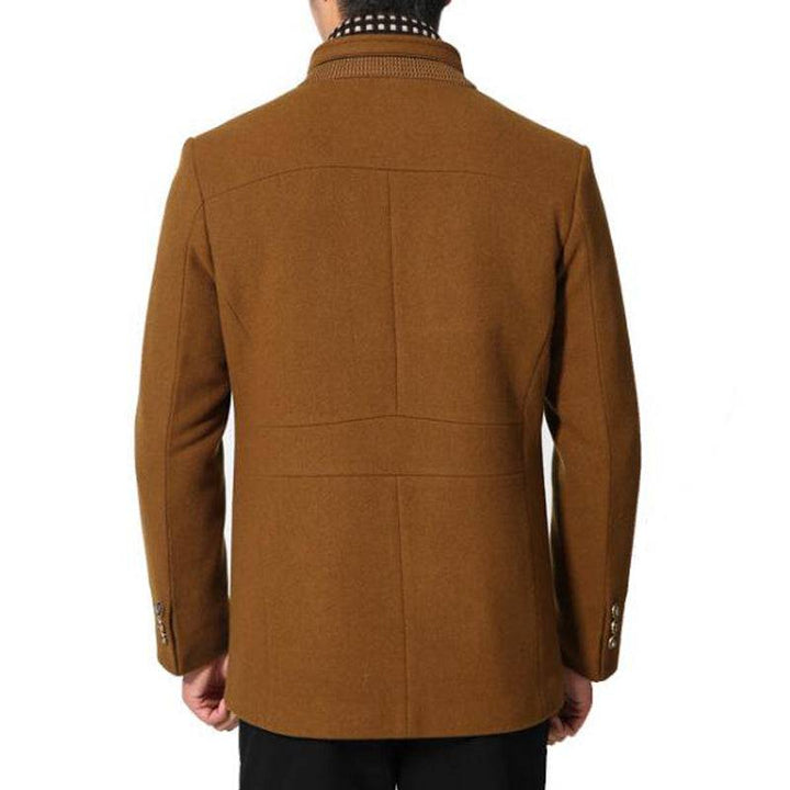 High-quality men's business coat, wool cashmere blend, featuring a versatile detachable scarf.
