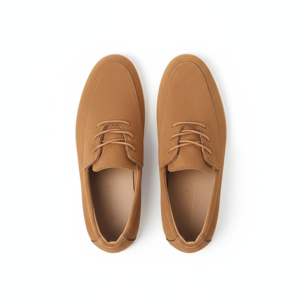 Top-down view of Men's Cloud Comfort Suede Loafers, showcasing slip-on convenience