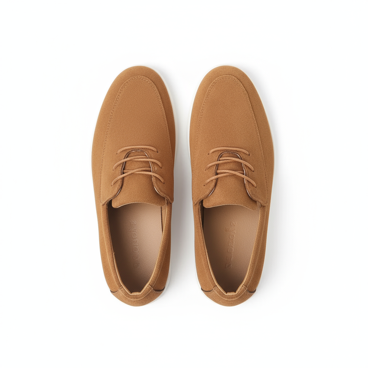 Top-down view of Men's Cloud Comfort Suede Loafers, showcasing slip-on convenience