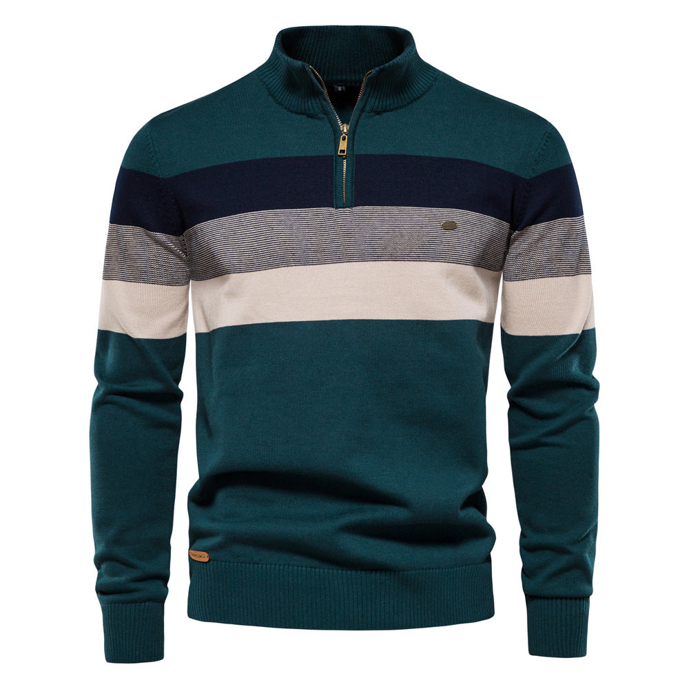 Relaxed fit men's colorblock half-zip pullover, great for weekend wear and leisure