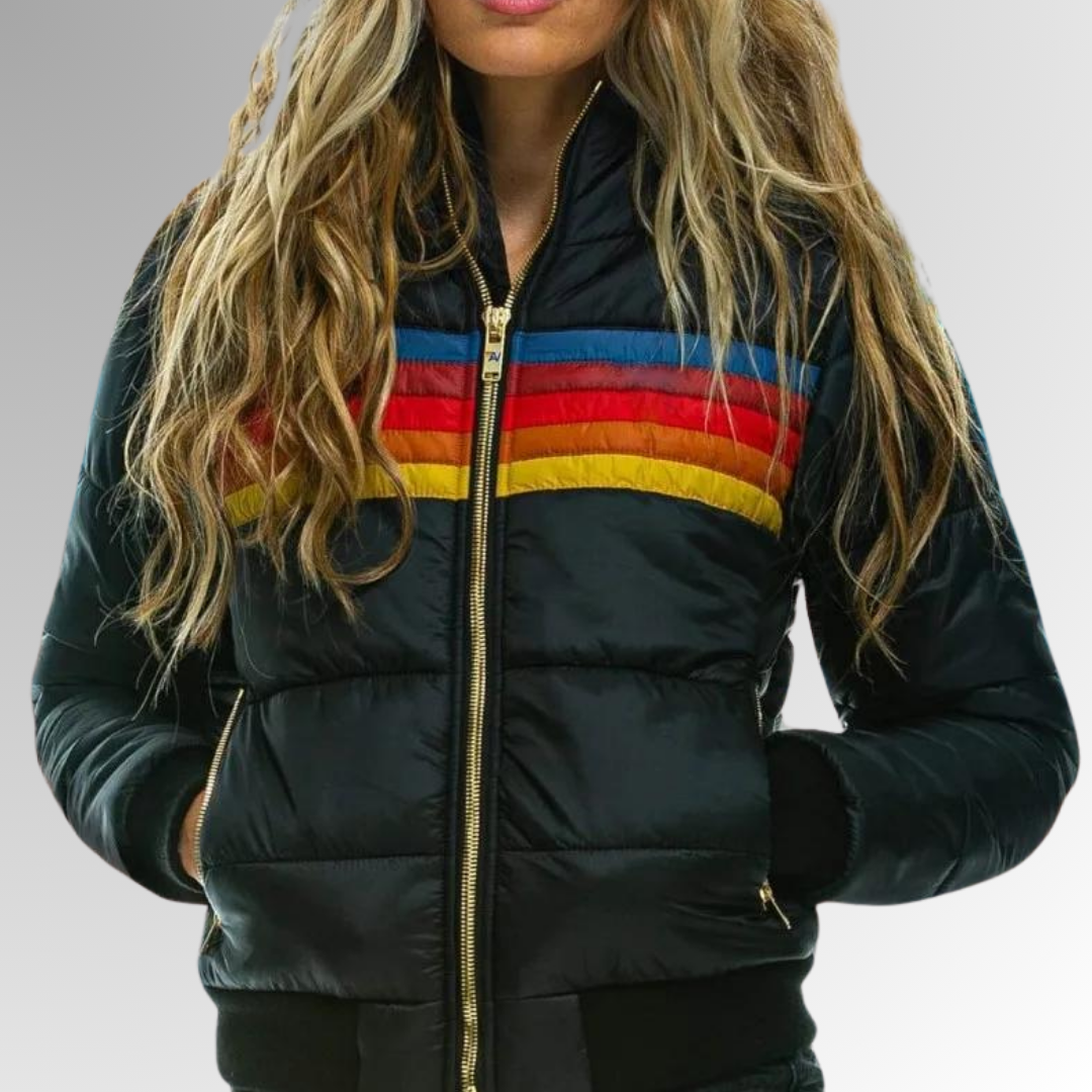 Men's colorblock insulated puffer jacket, water-resistant, for warm winter casual outerwear