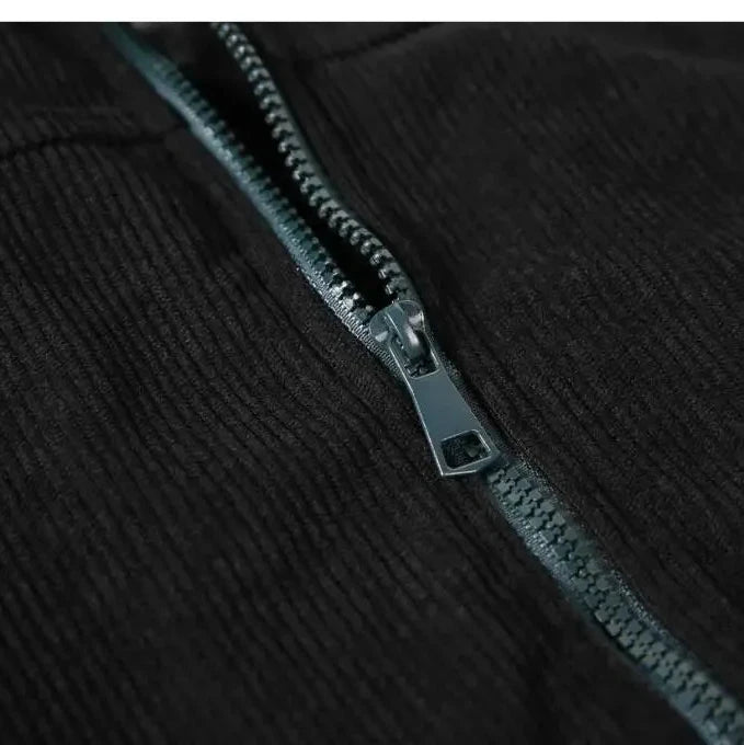 Men's corduroy outerwear jacket in a deep navy blue, offering a timeless and textured casual style.