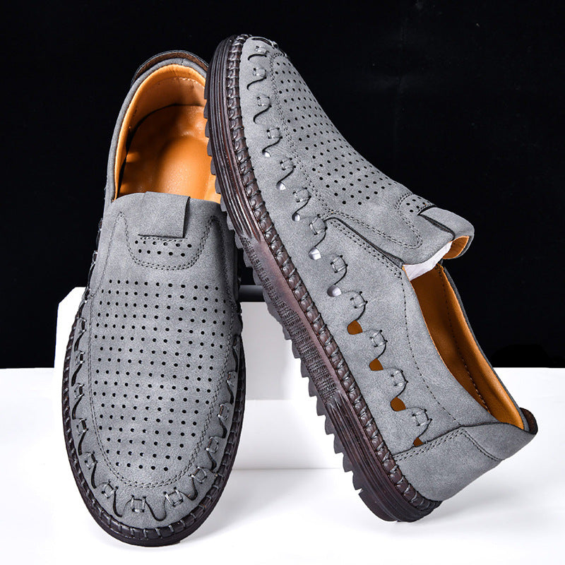 Everyday men's slip-on loafers, breathable cowhide leather for a casual look.