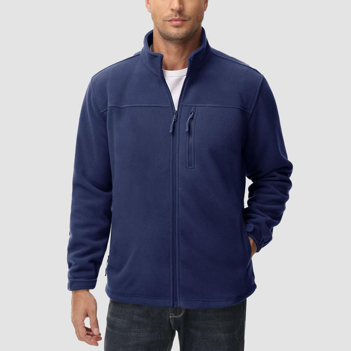 Resilient men's brown fleece zip-up, excellent for fall & winter layering