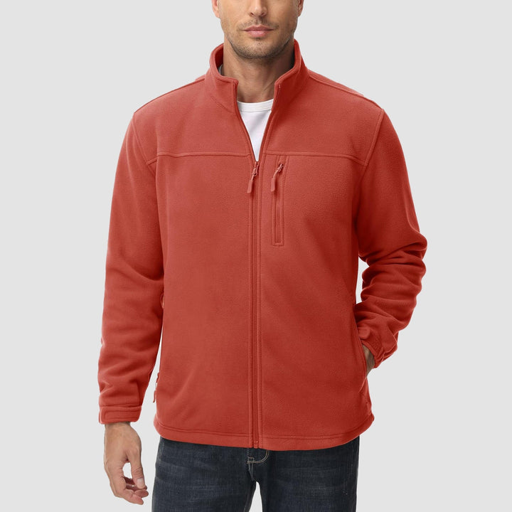 Relaxed men's grey fleece zip-front, perfect for everyday casual look