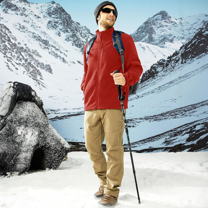 Adventure-ready men's green fleece zip-up, cozy winter outerwear