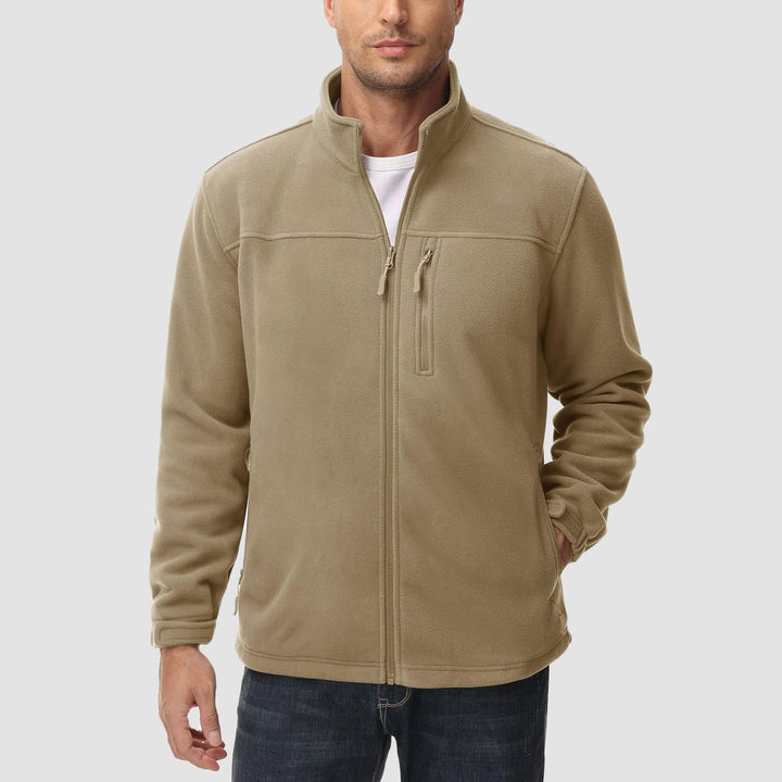 Functional men's blue fleece zip-up, essential for fall outdoor activities