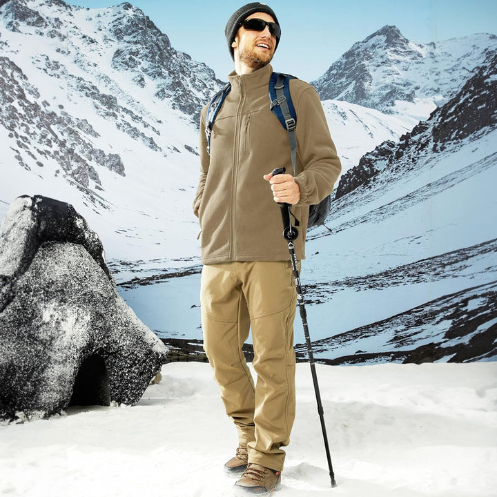Cozy men's brown fleece zip-up jacket, soft and warm for winter