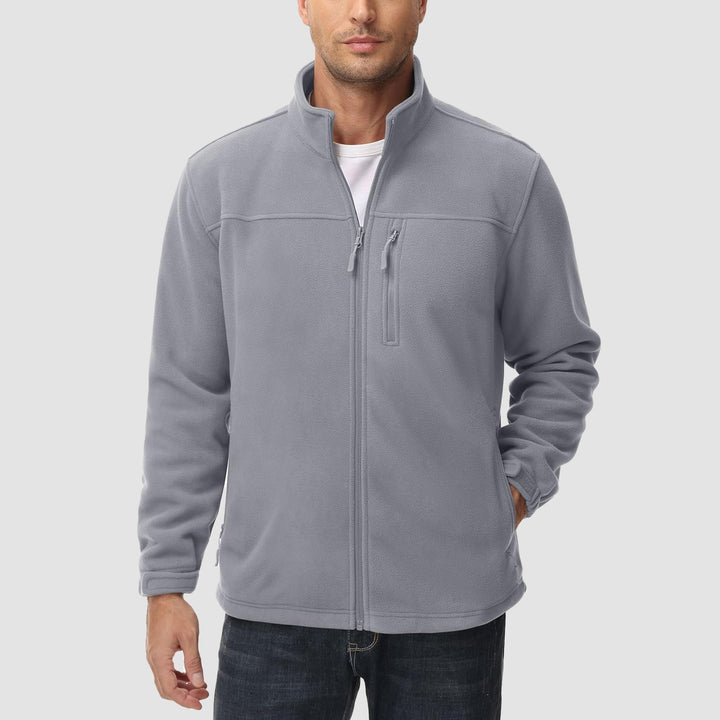 Dependable men's navy fleece zip-up, provides warmth and comfort