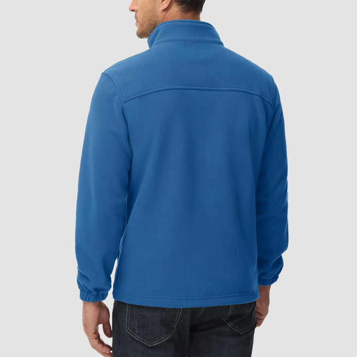 Reliable men's brown fleece zip-up, comfortable fall outerwear
