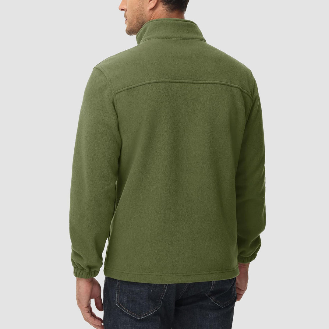 Understated men's grey fleece zip-front, perfect for casual warmth