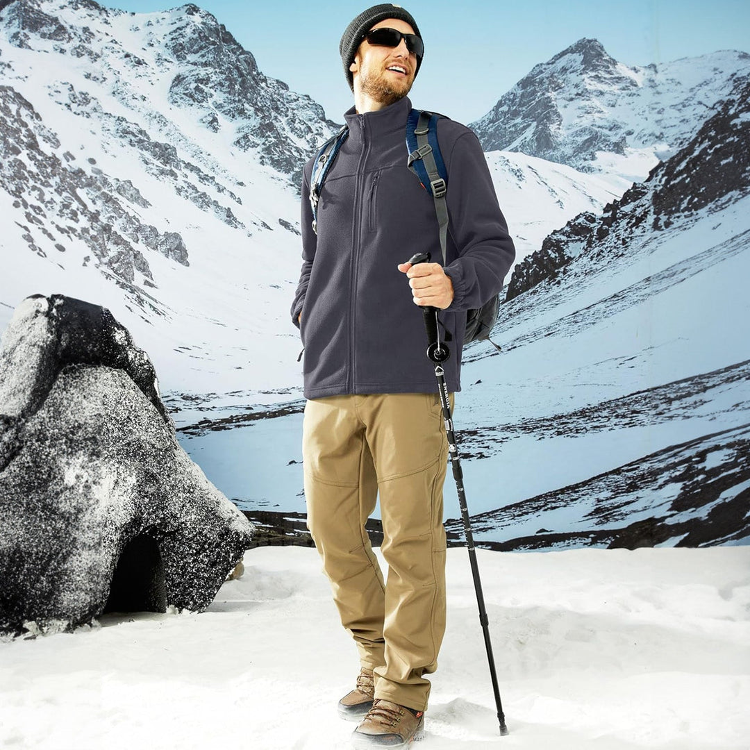 Timeless men's black fleece zip-up jacket, warm and durable for men