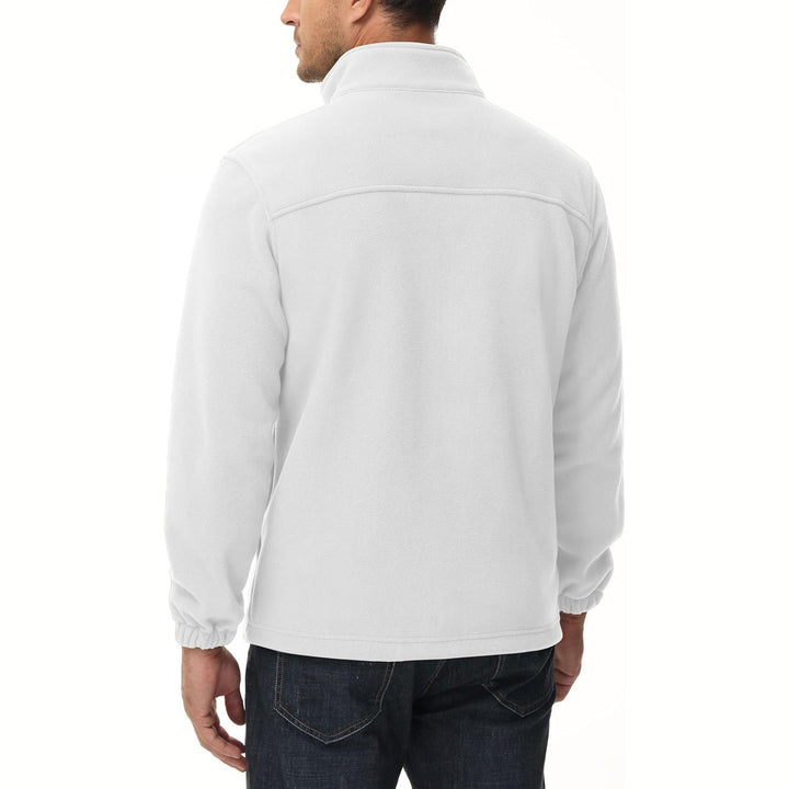 Dynamic men's red fleece zip-up jacket, perfect for active winter days