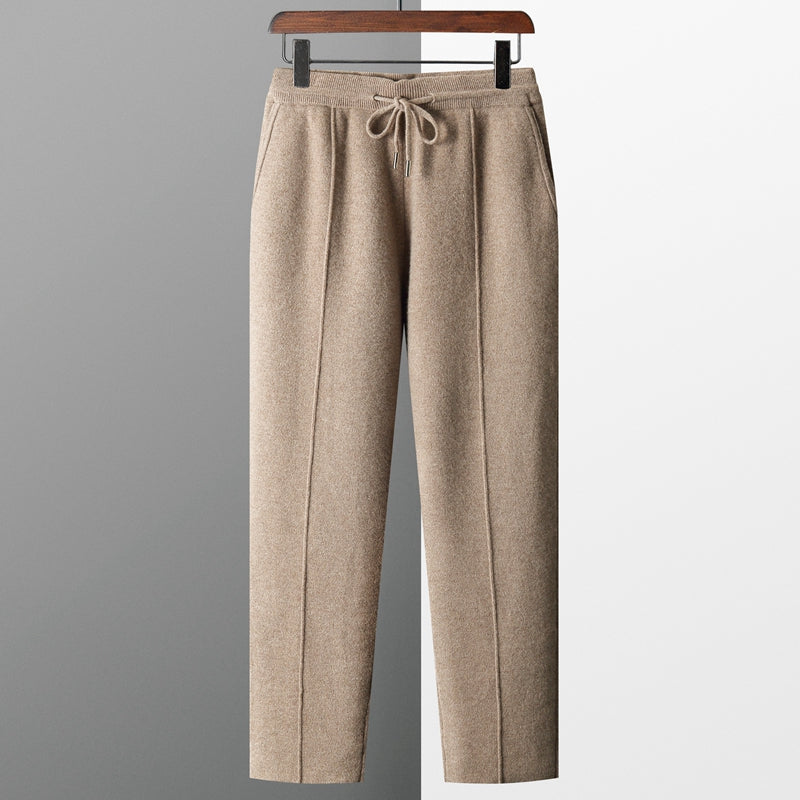 Merino blend lounge pants for men, in a neutral color, styled casually for home or everyday.