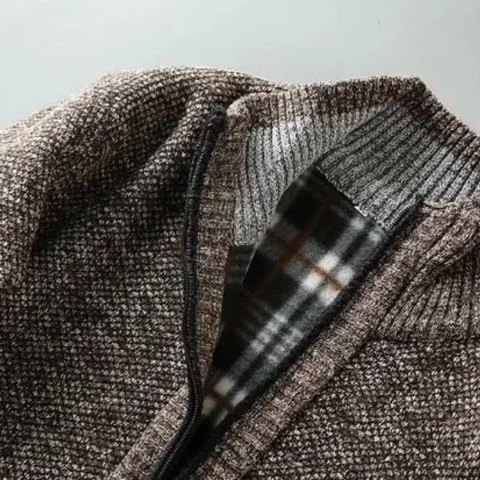 Rugged men's Cumberland winter jacket with a cozy fleece lining and classic knit look