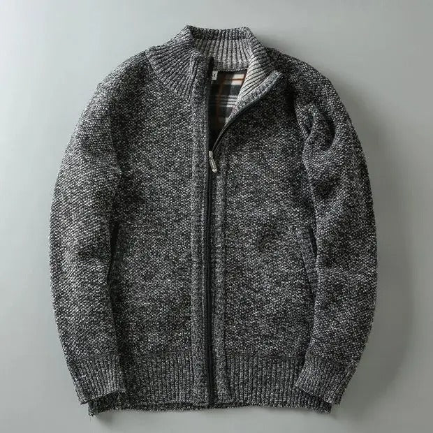 Men's knit jacket with a warm fleece lining, Cumberland style for durable winter fashion