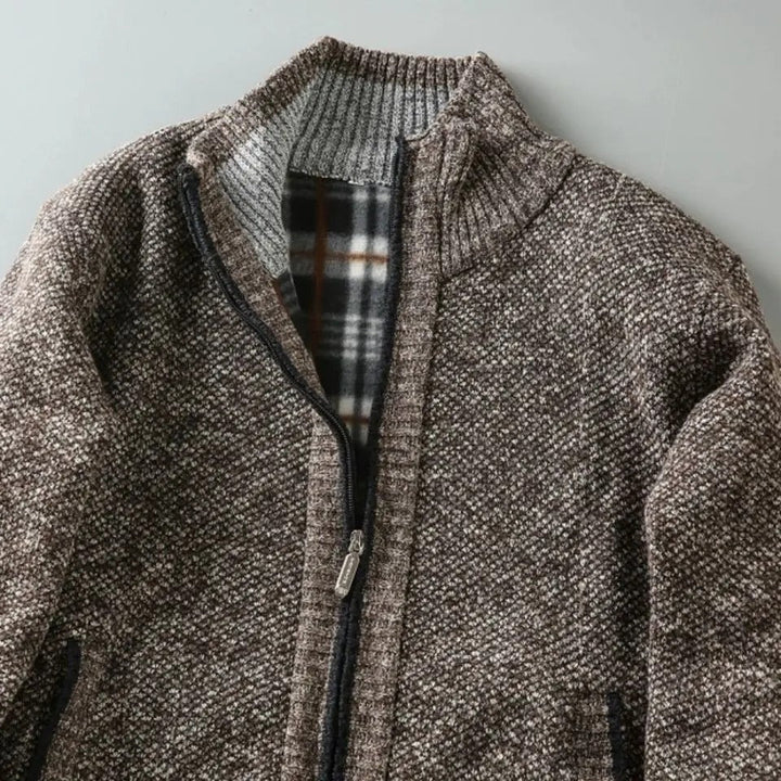 Cumberland men's knit jacket, fleece-lined for warmth, ideal casual outerwear for winter