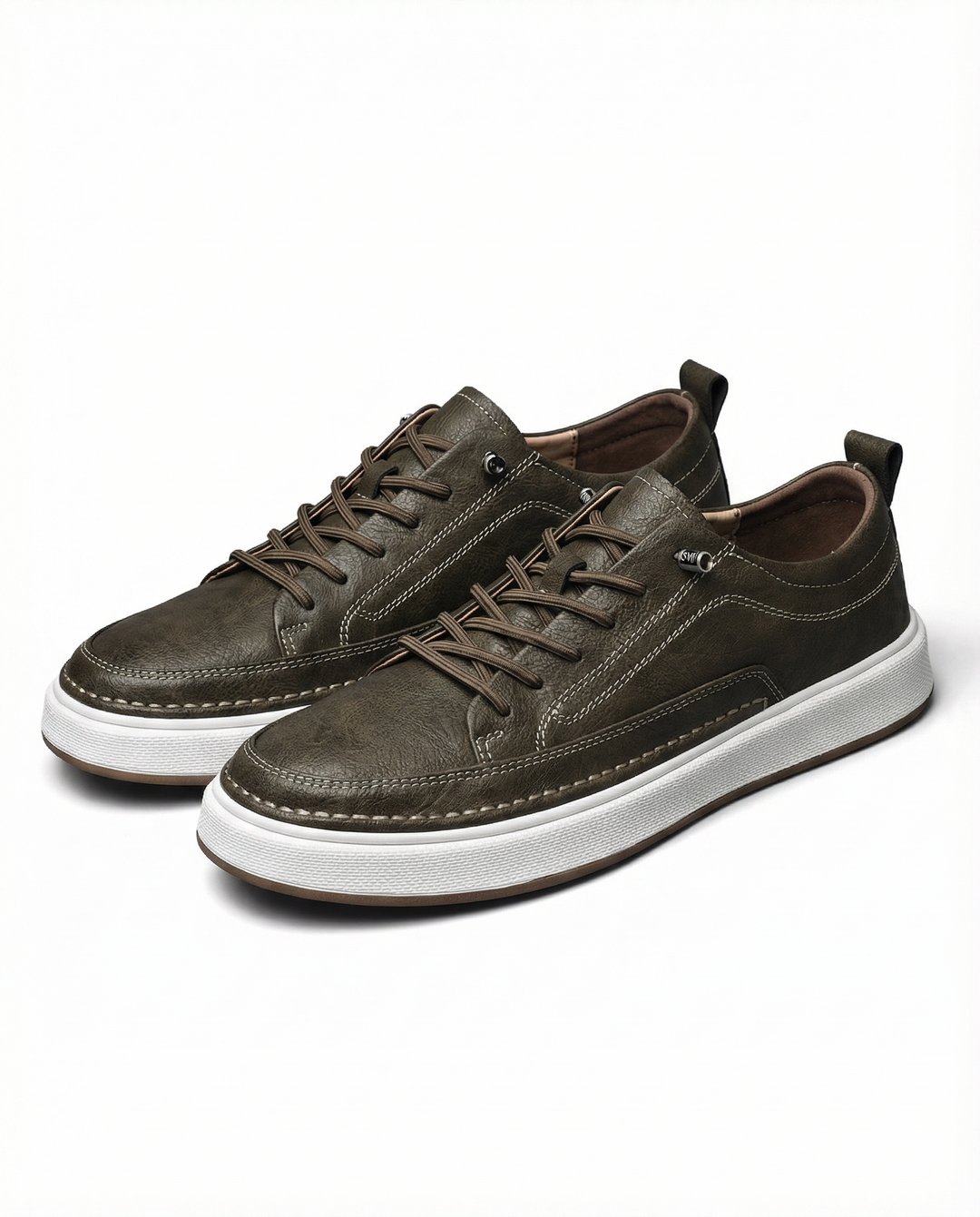 Men's dark brown leather everyday sneakers, urban style, comfort shoes for casual wear