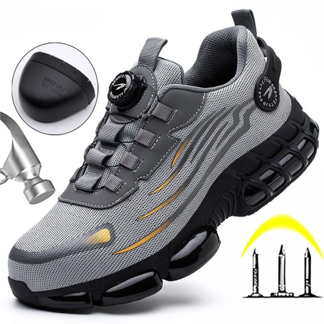 Modern men's low-top work sneakers with dial lace technology & slip-resistant outsole for optimal safety & comfort.
