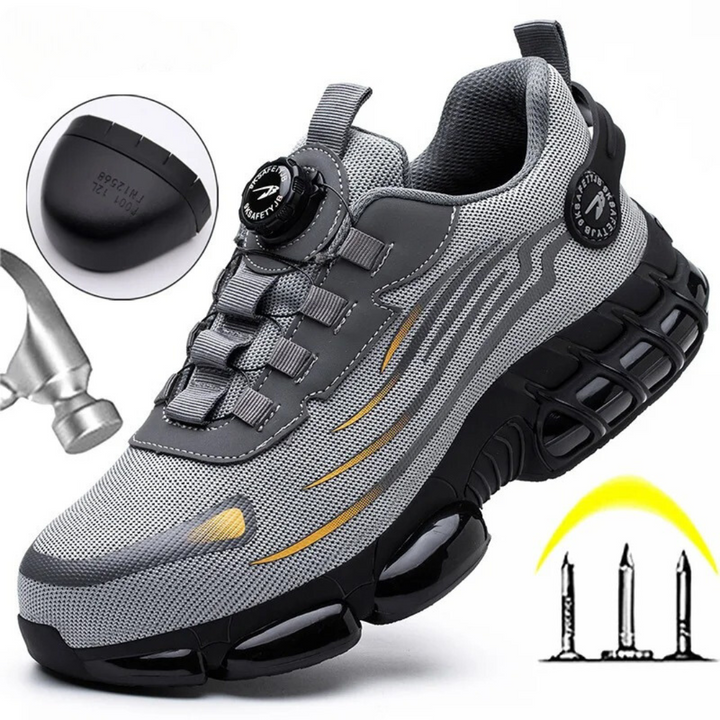 Modern men's low-top work sneakers with dial lace technology & slip-resistant outsole for optimal safety & comfort.