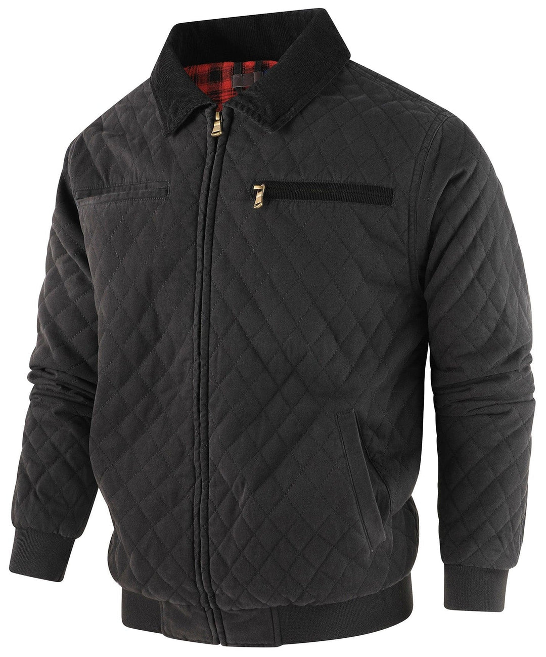 Men's everyday diamond quilted bomber jacket, combining functionality with stylish details.