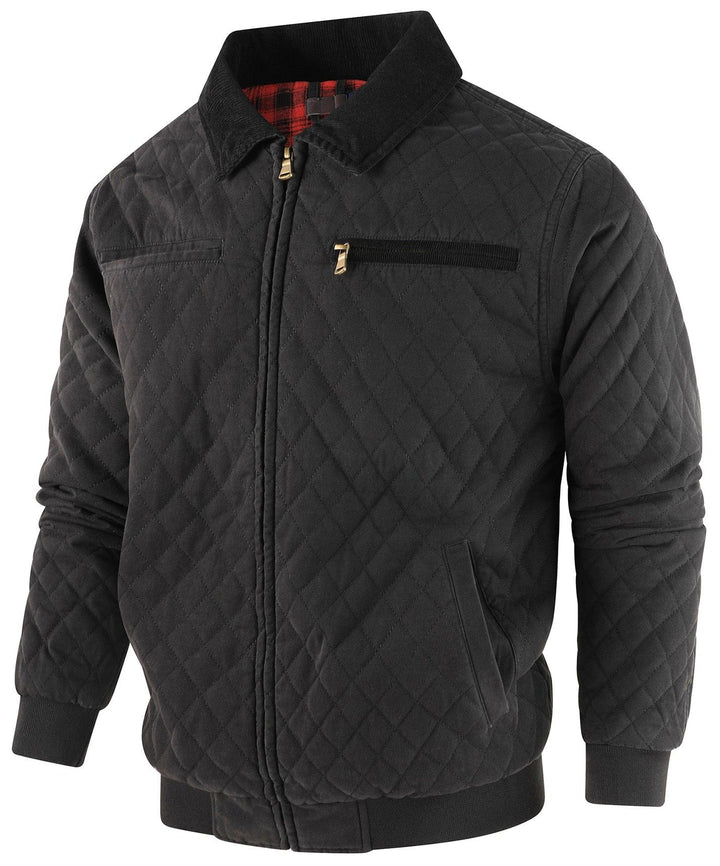 Men's everyday diamond quilted bomber jacket, combining functionality with stylish details.