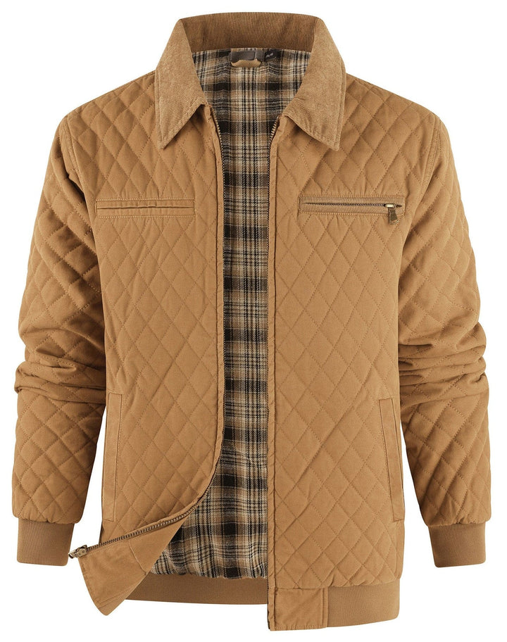 Casual men's diamond quilted bomber jacket, designed for comfort and modern style.