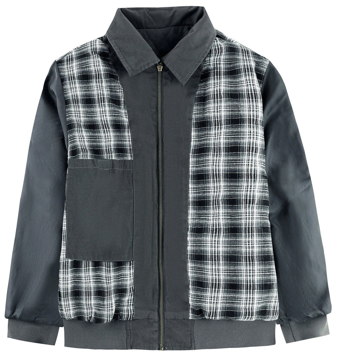 Men's black diamond quilted bomber jacket, a versatile piece of men's apparel.