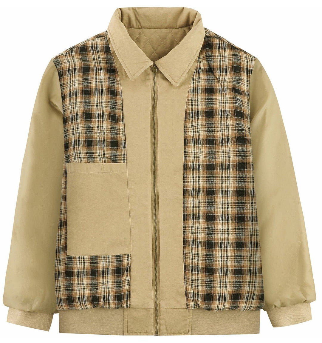 Navy blue diamond quilted bomber jacket for men, featuring a classic corduroy collar.