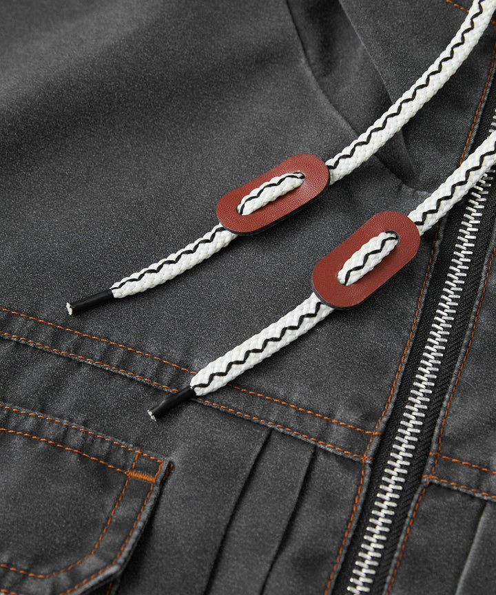 Men's distressed canvas urban jacket with zipper detail, a stylish outerwear option