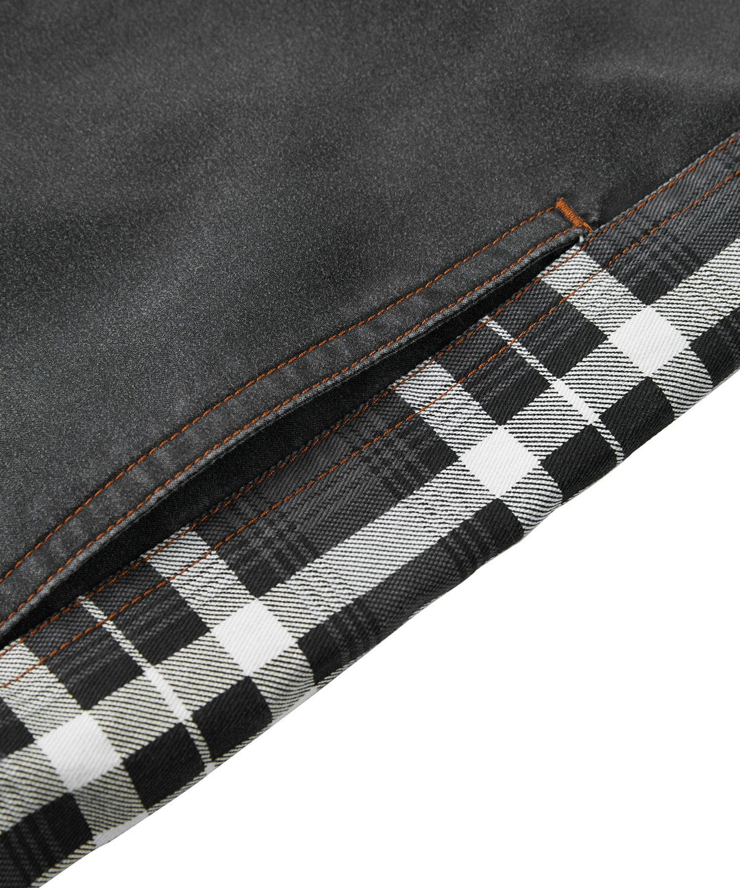 Full length view of men's distressed canvas jacket modeled, showing fit and style