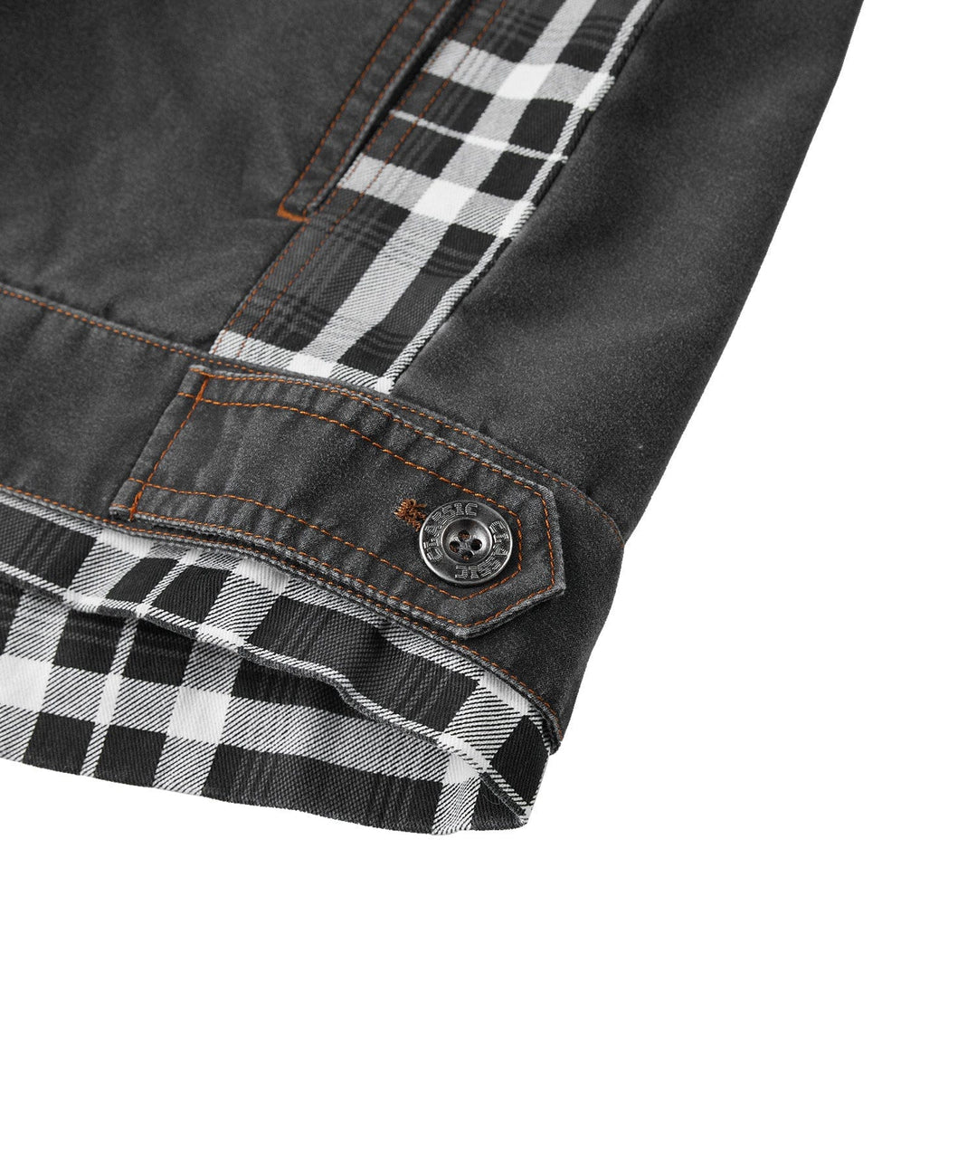 Texture of the grey distressed canvas on men's urban jacket, durable and fashionable