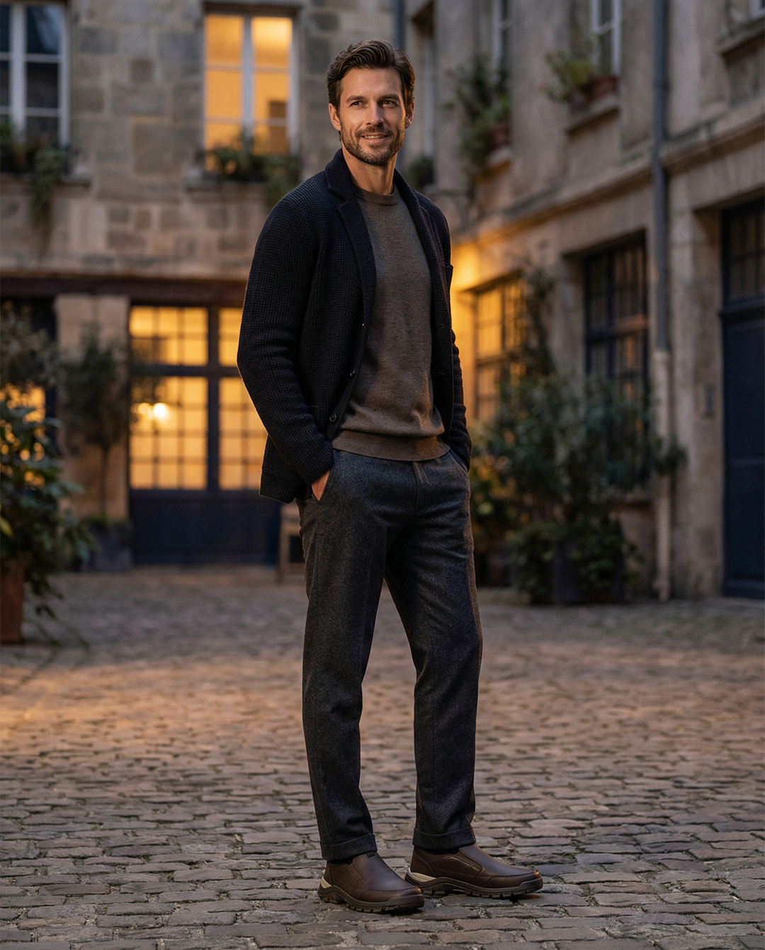 Pair of robust leather slip-on loafers for men, designed for everyday comfort and durability.