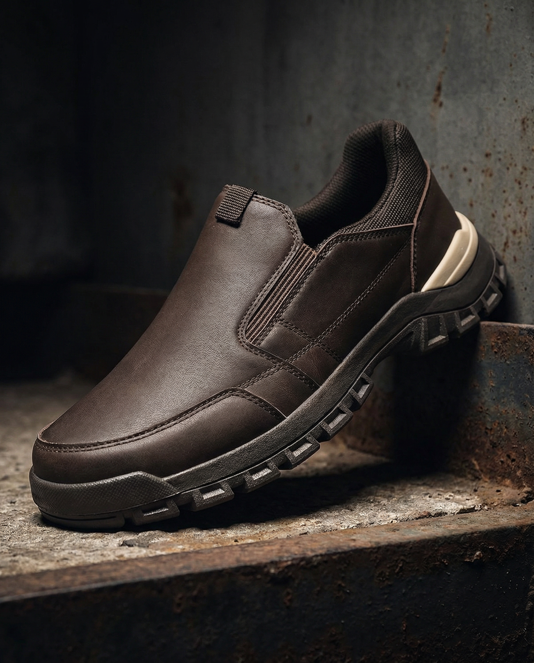 Men's leather slip-on shoes with strong sole, ideal for long-lasting wear and style.