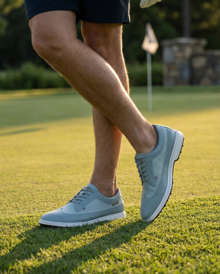 Side view of Men's versatile brown leather outdoor shoes, emphasizing their comfort and quality.