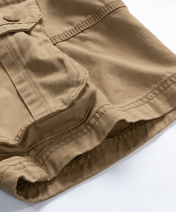 Men's relaxed fit cotton cargo shorts, offering ample room for movement and comfort.