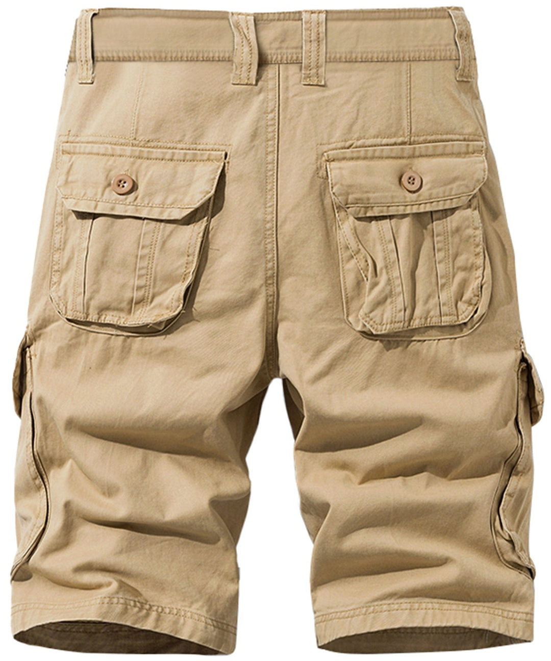 Men's cotton cargo shorts in a camouflage pattern, ideal for outdoor activities.