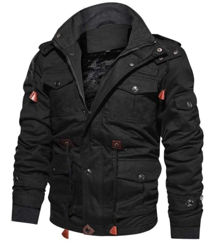 Men's durable pilot bomber jacket with warm fleece lining and sturdy zipper closure for winter