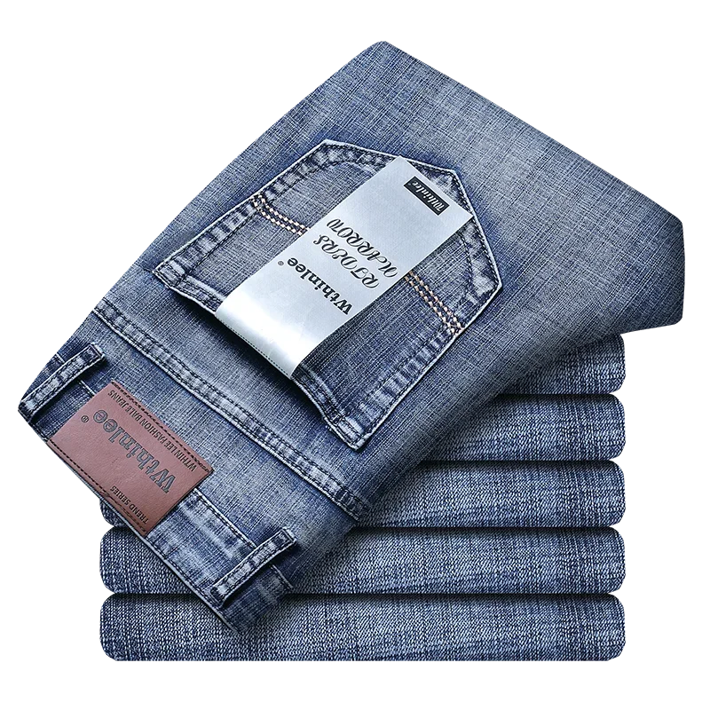 Men's durable stretch denim jeans, straight leg for comfort, ideal for workwear & casual outfits.